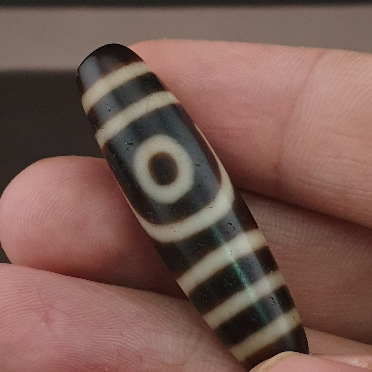 Antique Himalayan Tibetan 2 Eyes Agate Dzi Bead Amulet