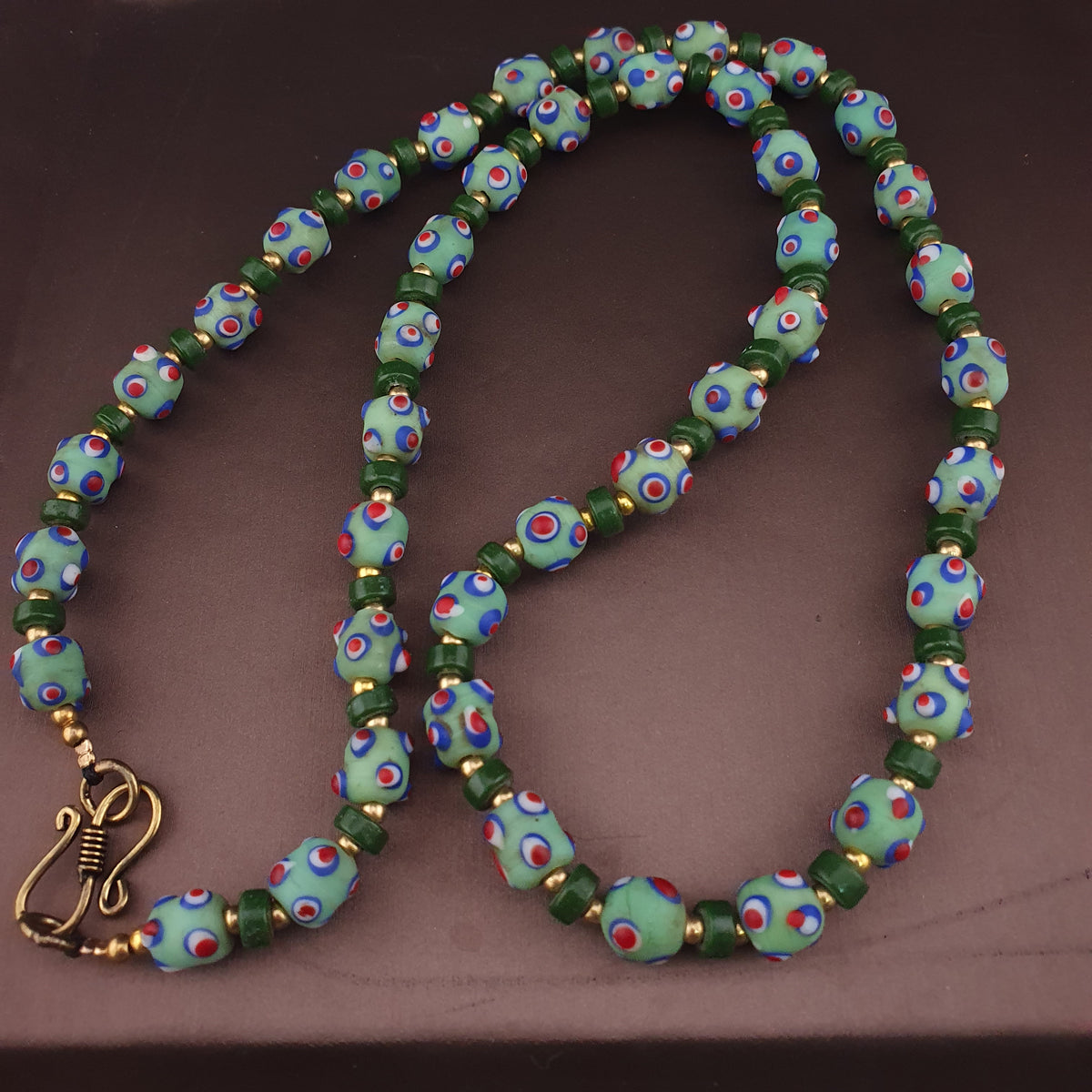 Vintage Venetian Style Skunk Eyes GlassBeads Necklace