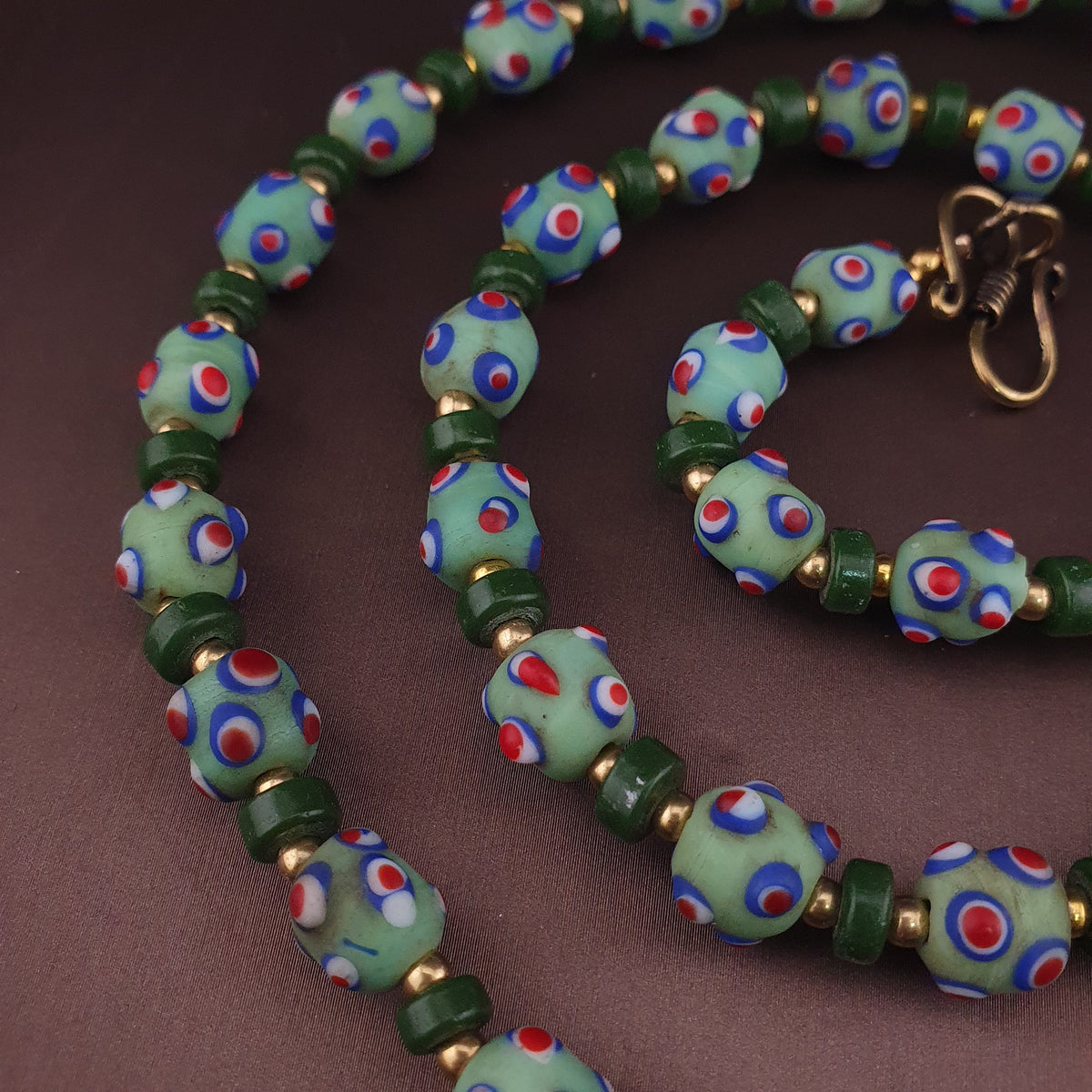 Vintage Venetian Style Skunk Eyes GlassBeads Necklace