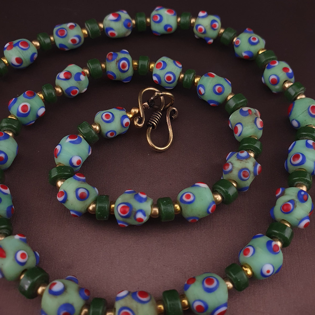 Vintage Venetian Style Skunk Eyes GlassBeads Necklace