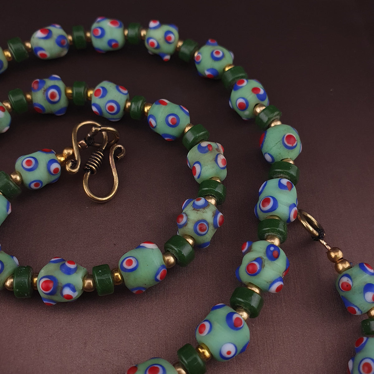 Vintage Venetian Style Skunk Eyes GlassBeads Necklace
