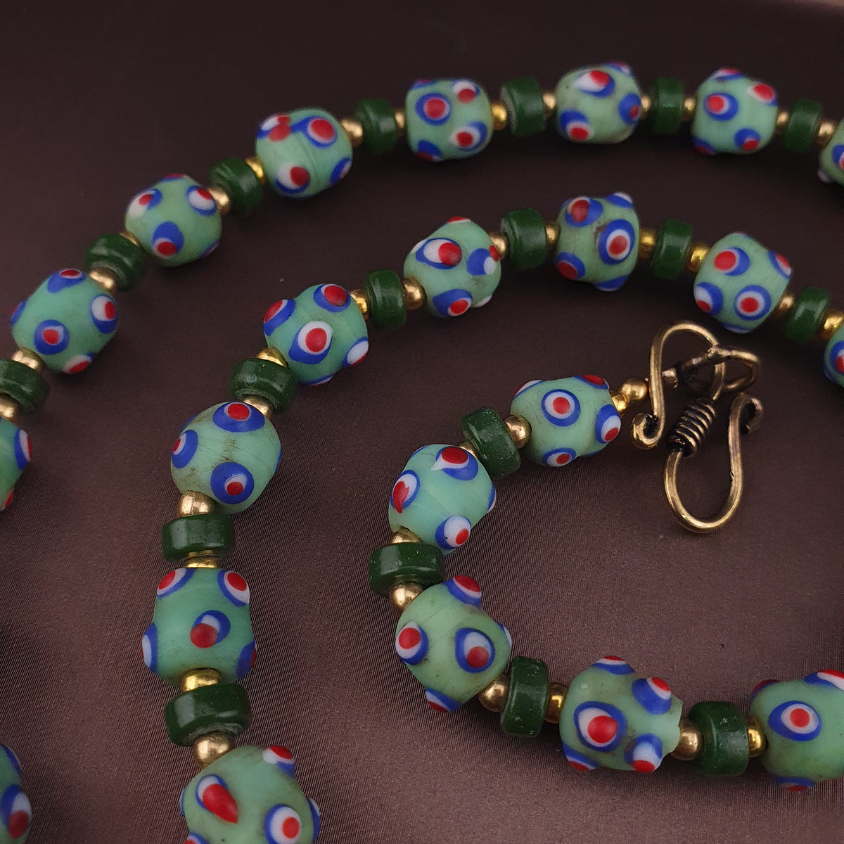 Vintage Venetian Style Skunk Eyes GlassBeads Necklace