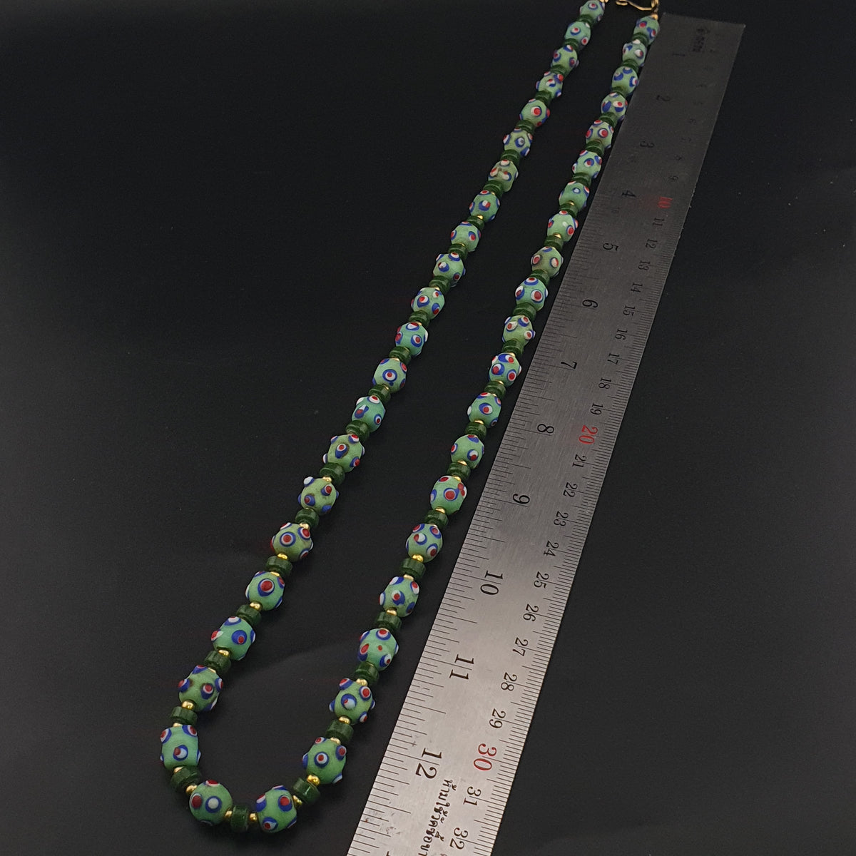 Vintage Venetian Style Skunk Eyes GlassBeads Necklace