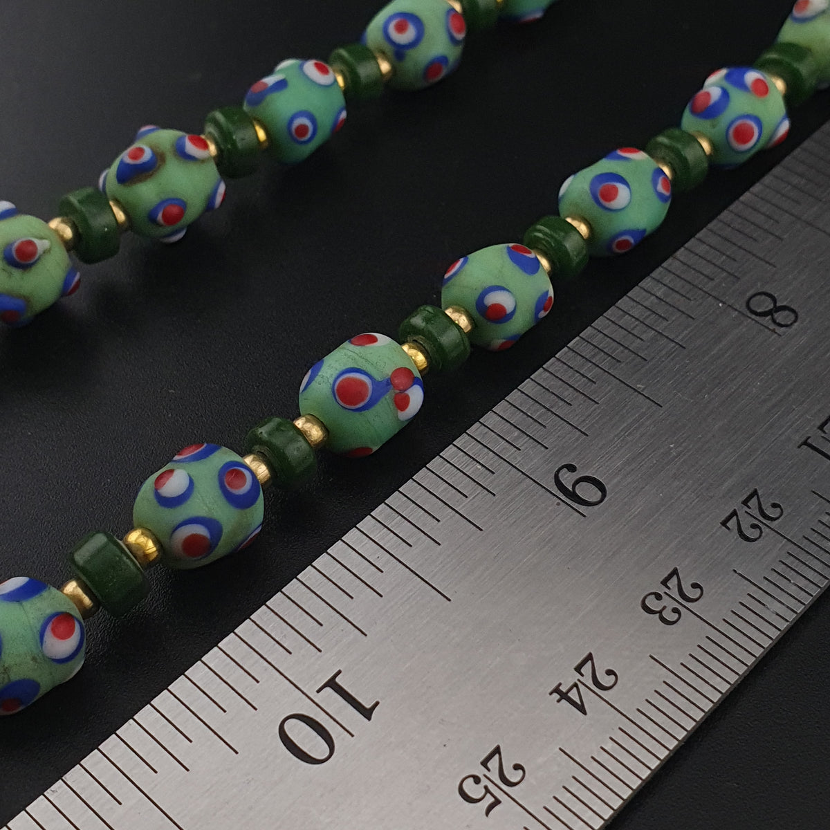 Vintage Venetian Style Skunk Eyes GlassBeads Necklace