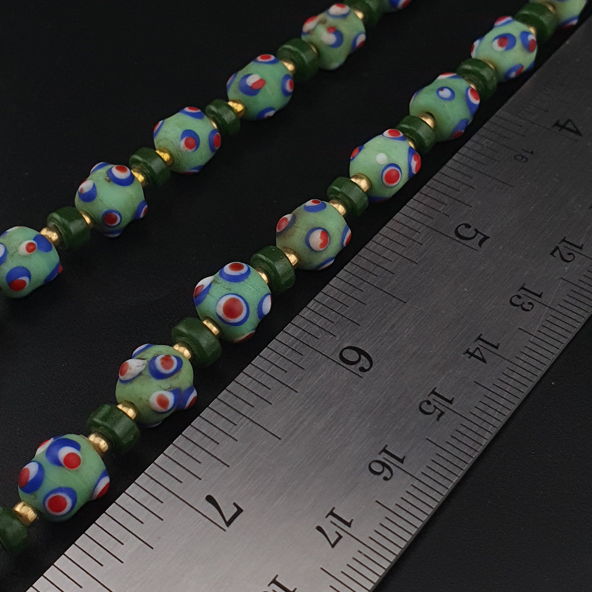 Vintage Venetian Style Skunk Eyes GlassBeads Necklace