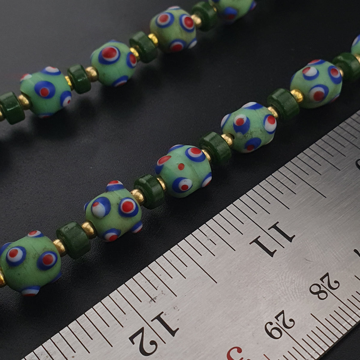Vintage Venetian Style Skunk Eyes GlassBeads Necklace