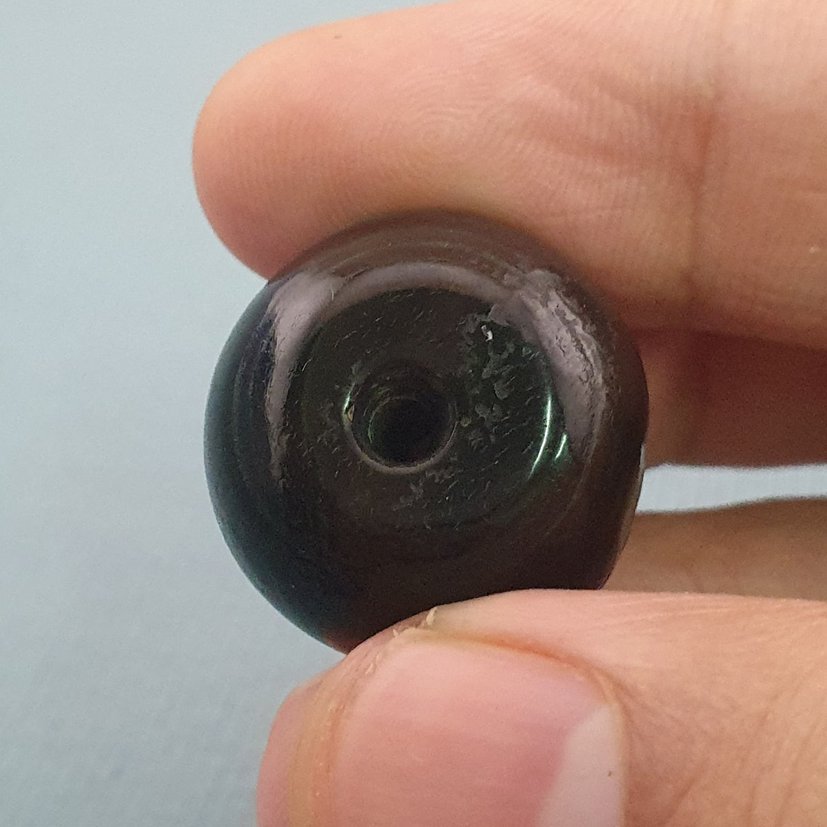 Amulette vintage en œil de Suleimani en agate naturelle, forme pneu