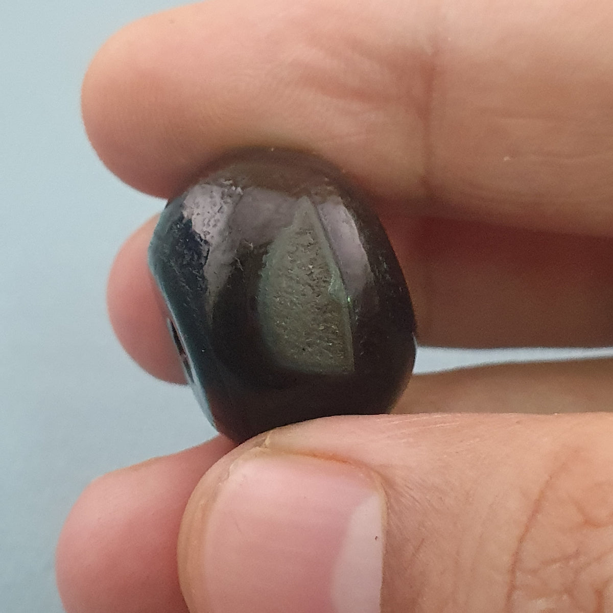 Amulette vintage en œil de Suleimani en agate naturelle, forme pneu