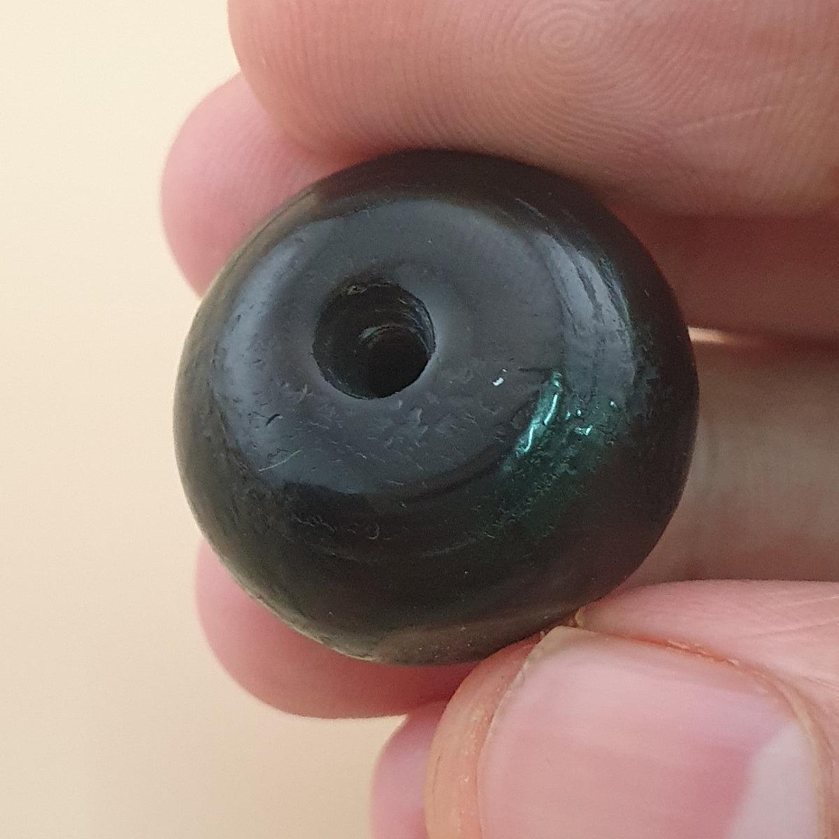 Amulette vintage en œil de Suleimani en agate naturelle, forme pneu