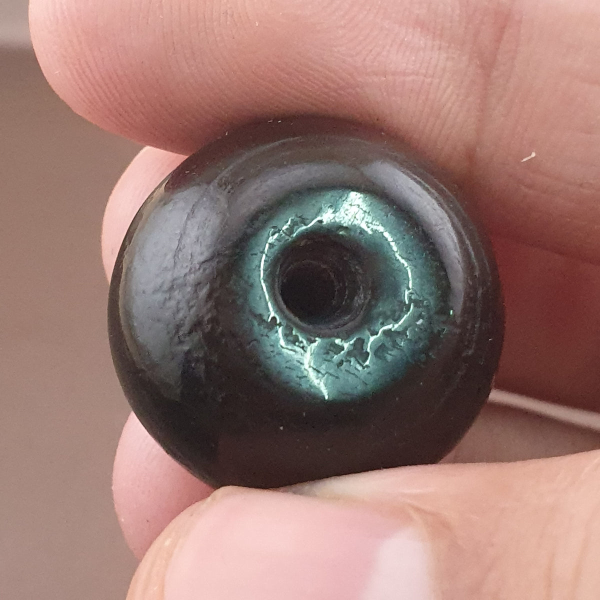 Amulette vintage en œil de Suleimani en agate naturelle, forme pneu