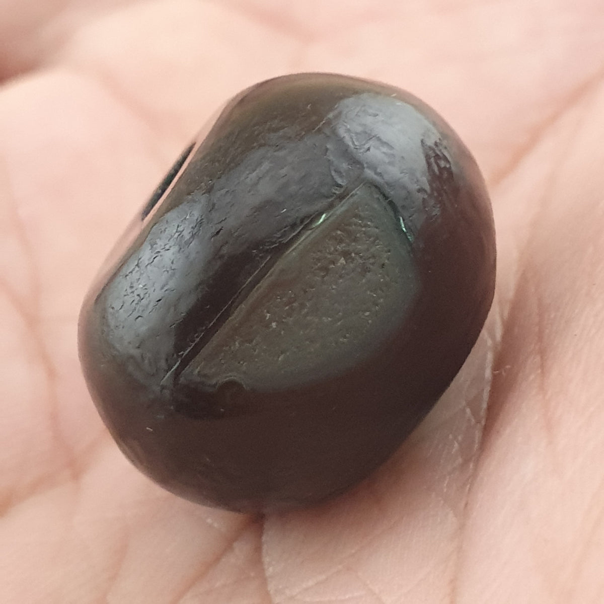 Amulette vintage en œil de Suleimani en agate naturelle, forme pneu