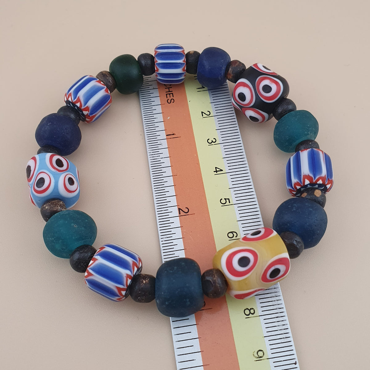 Armband im Vintage-Venezianischen Stil mit Chevron- & gemischten Glasperlen