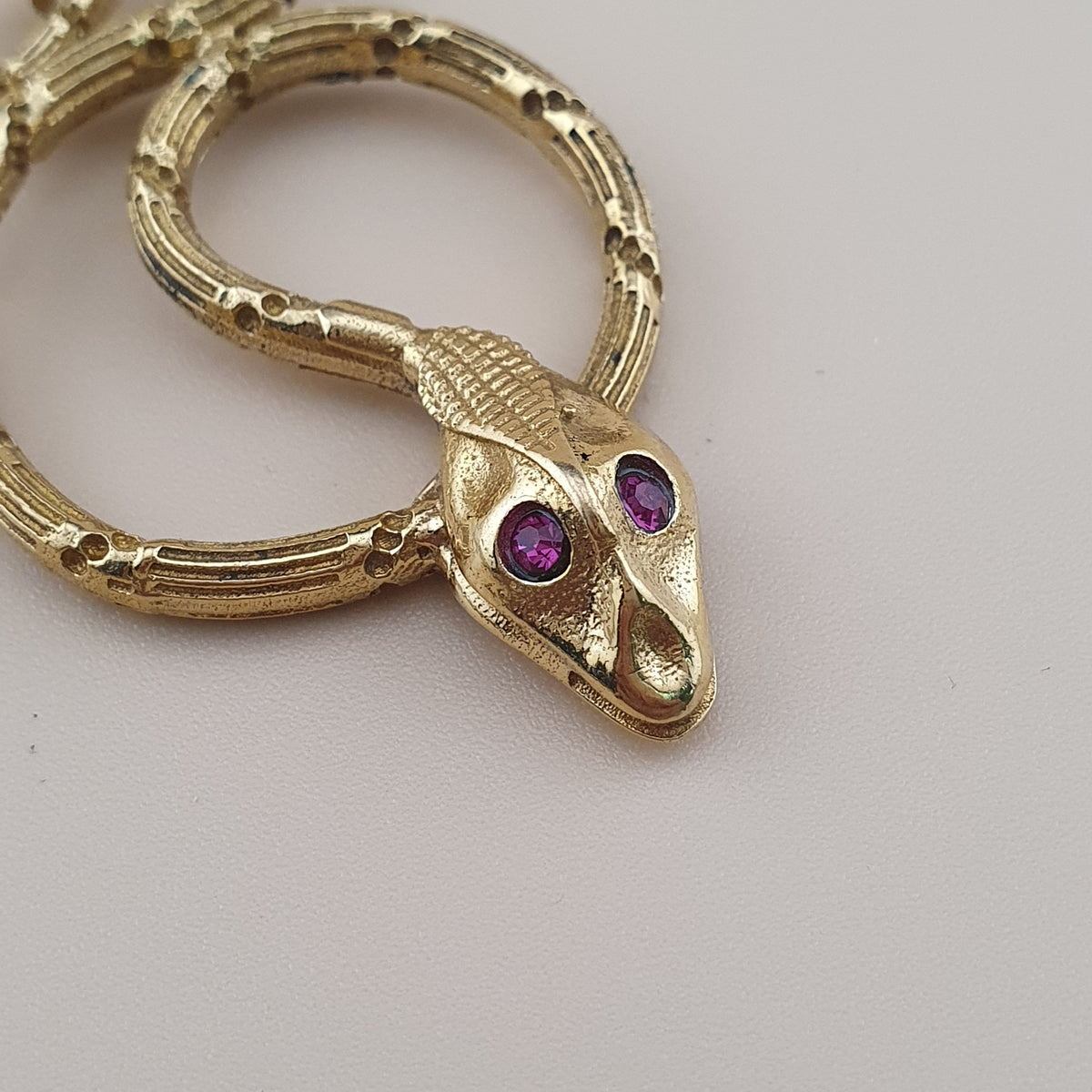 Vintage Lot of 2 Snake with Blue & Red Eyes Brass Pendant 65.5mm