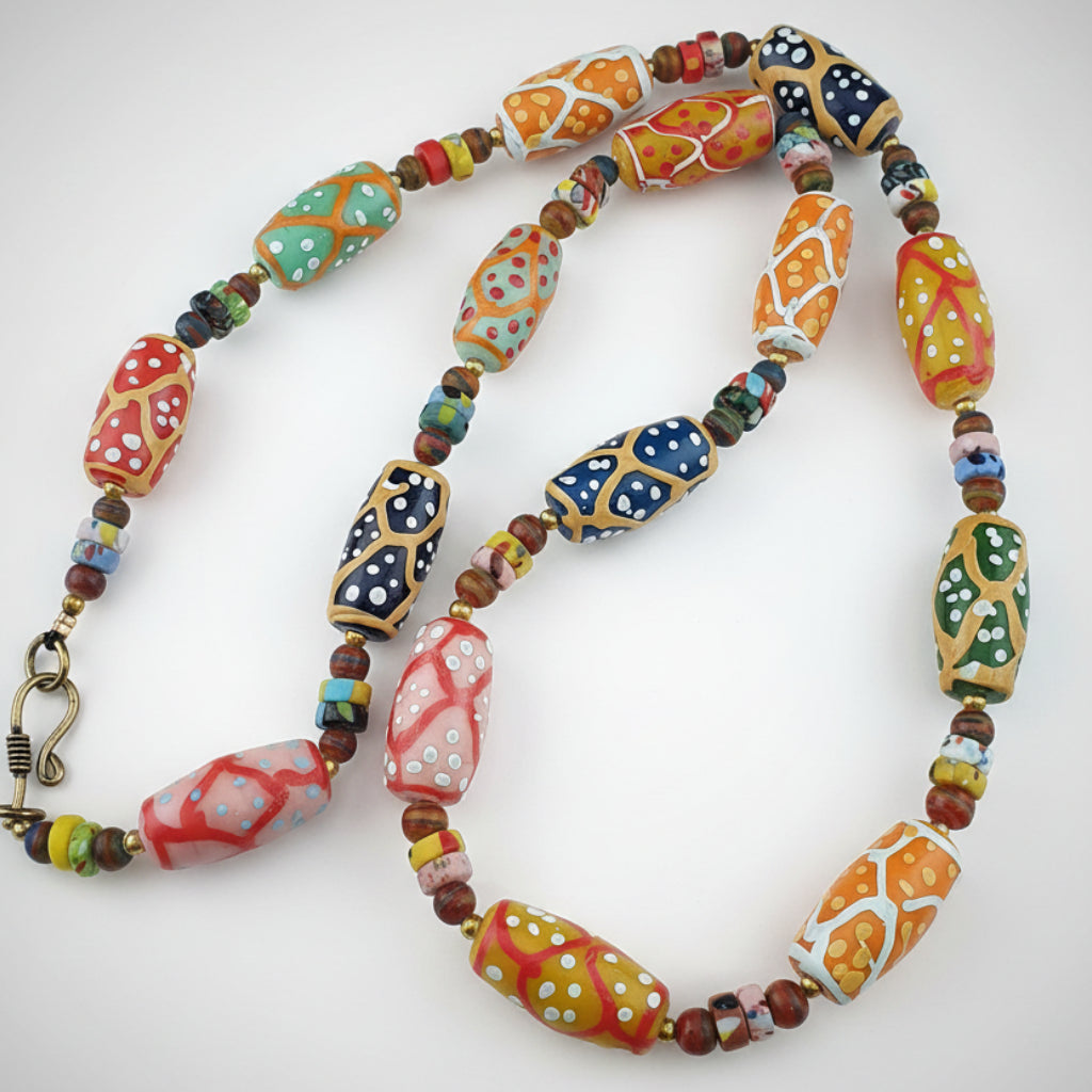 Antique Venetian Style MultiColor Fancy Handmade Glass Beads Necklace