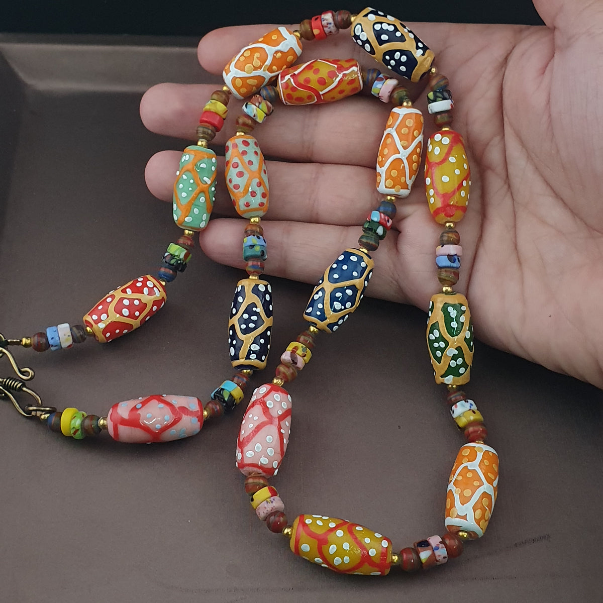 Antique Venetian Style MultiColor Fancy Handmade Glass Beads Necklace