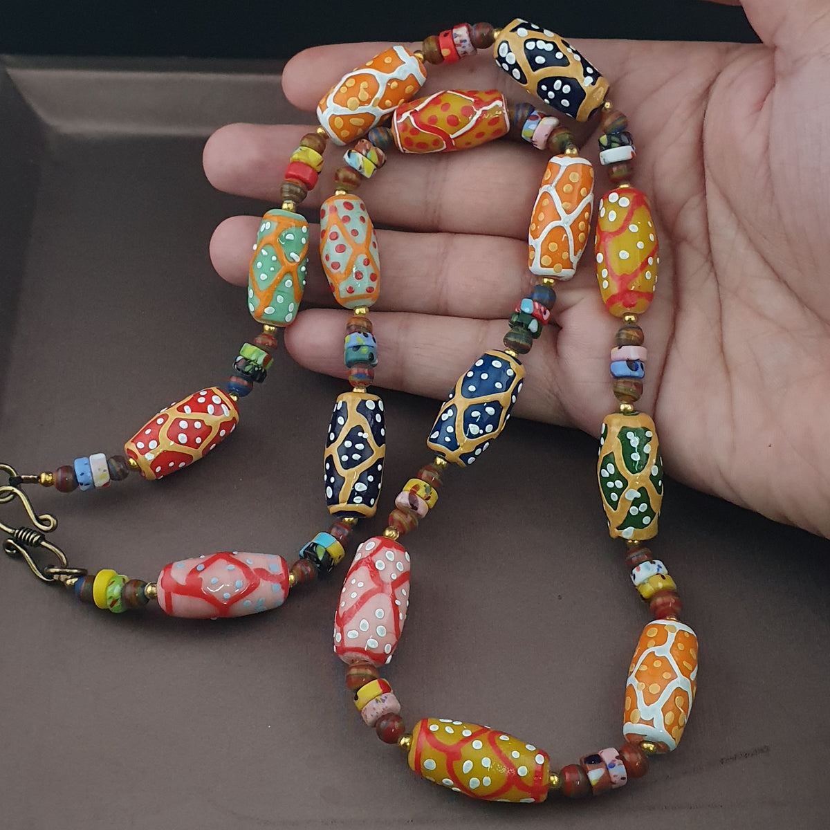 Antique Venetian Style MultiColor Fancy Handmade Glass Beads Necklace