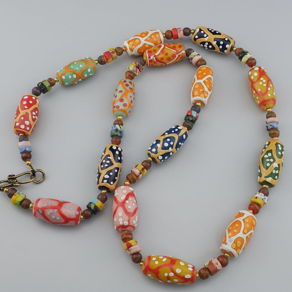 Antique Venetian Style MultiColor Fancy Handmade Glass Beads Necklace