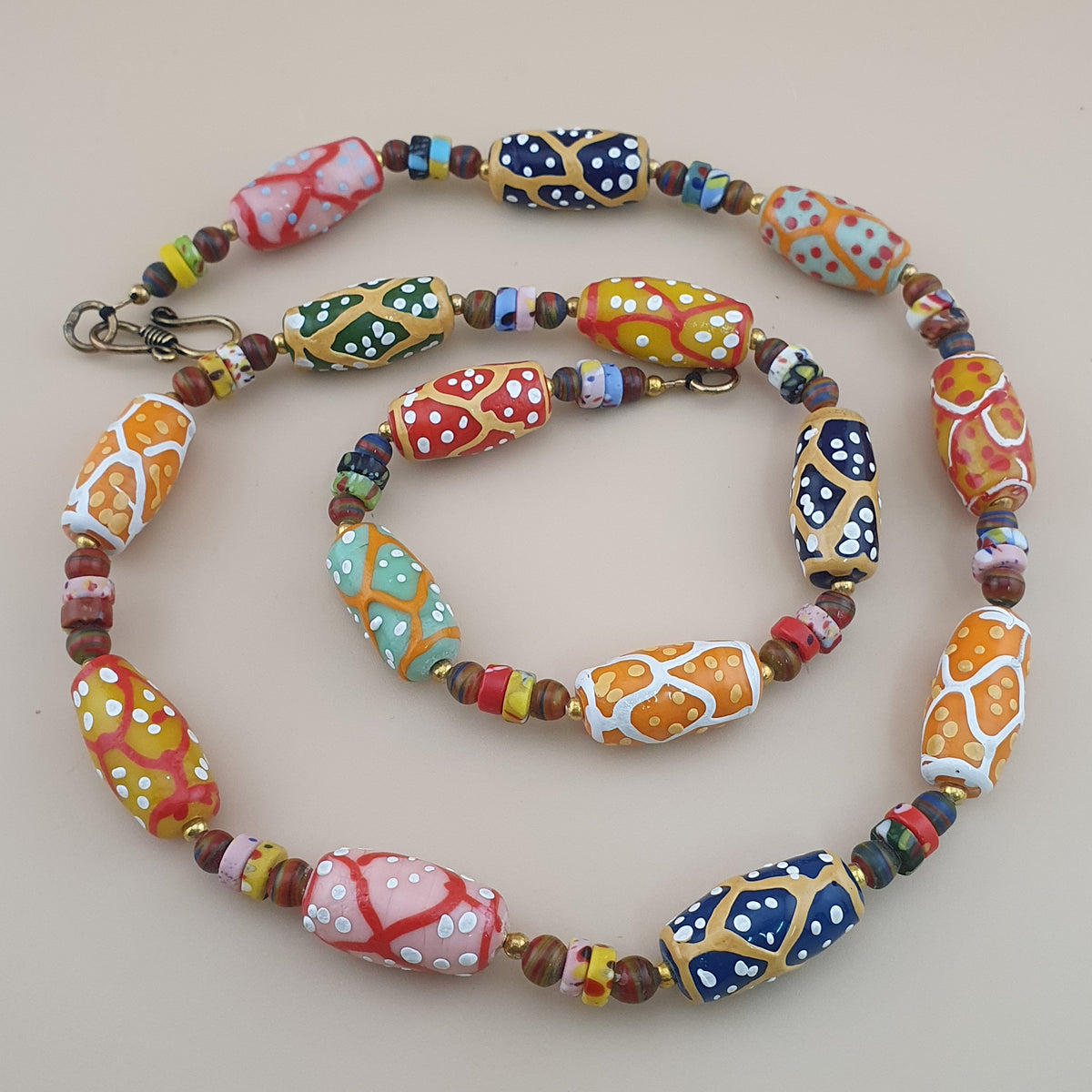 Antique Venetian Style MultiColor Fancy Handmade Glass Beads Necklace