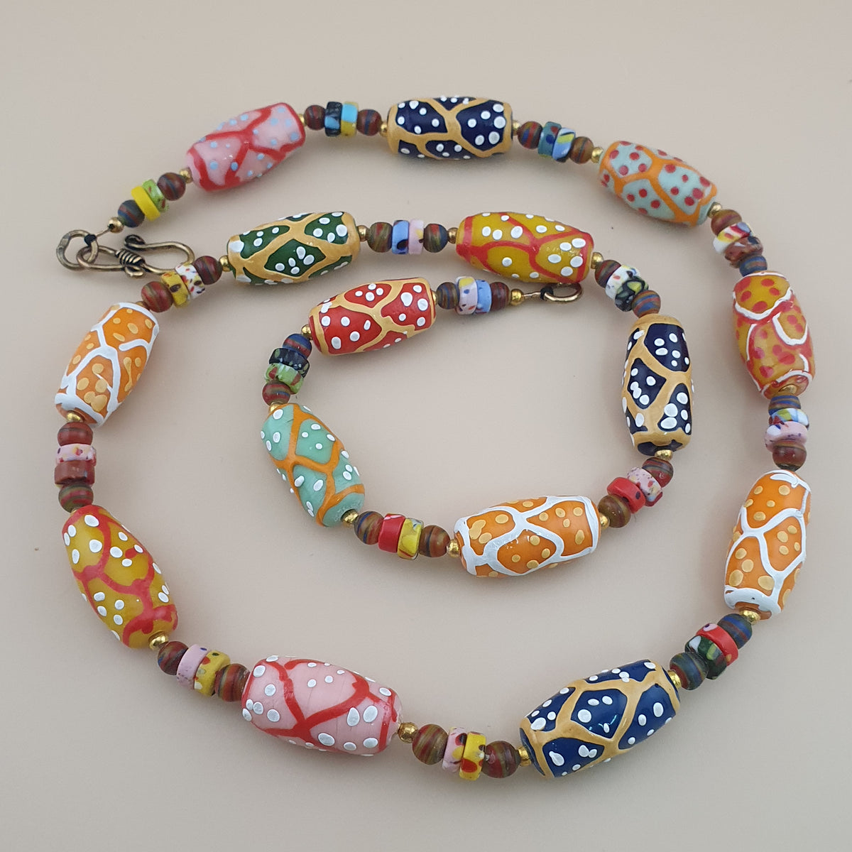 Antique Venetian Style MultiColor Fancy Handmade Glass Beads Necklace