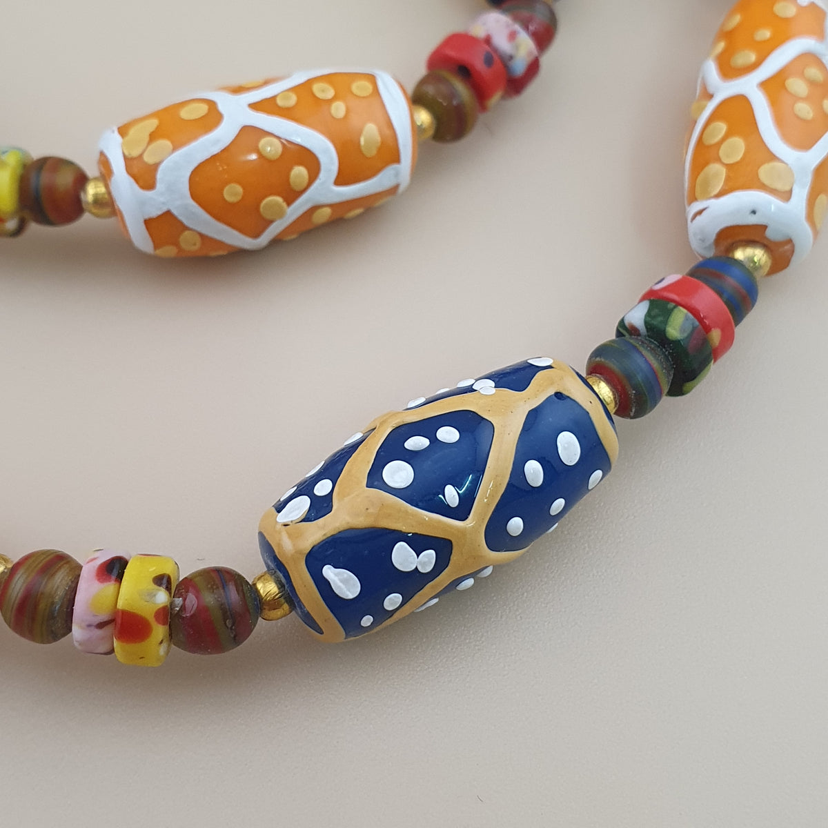 Antique Venetian Style MultiColor Fancy Handmade Glass Beads Necklace
