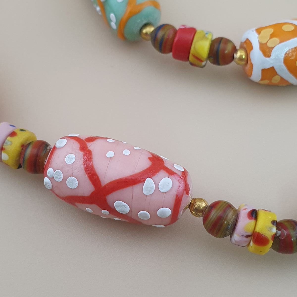 Antique Venetian Style MultiColor Fancy Handmade Glass Beads Necklace