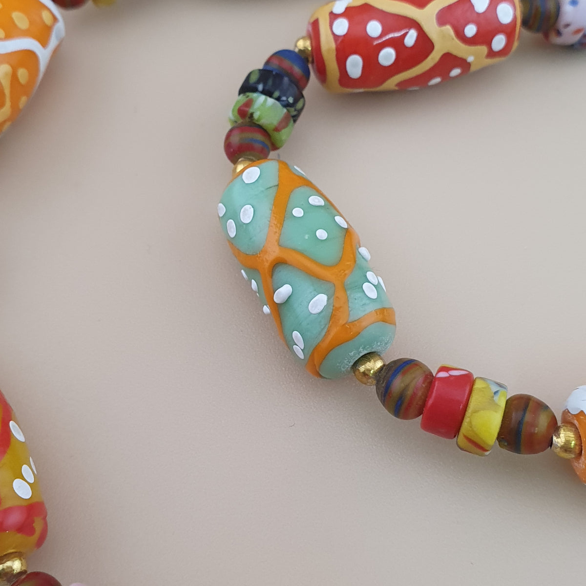 Antique Venetian Style MultiColor Fancy Handmade Glass Beads Necklace