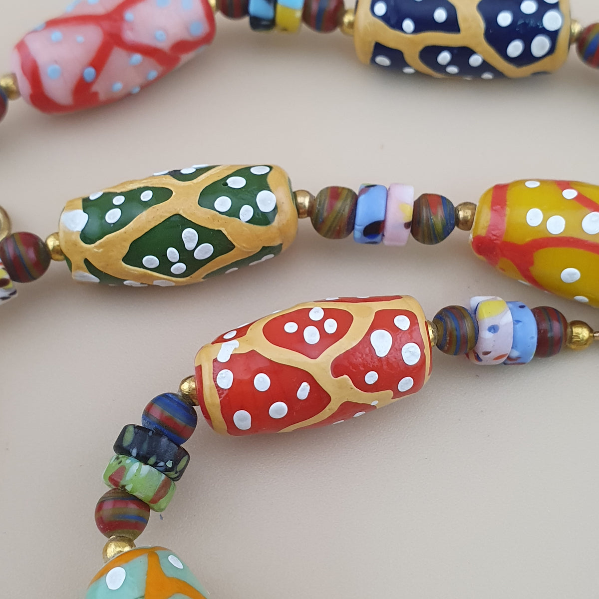 Antique Venetian Style MultiColor Fancy Handmade Glass Beads Necklace