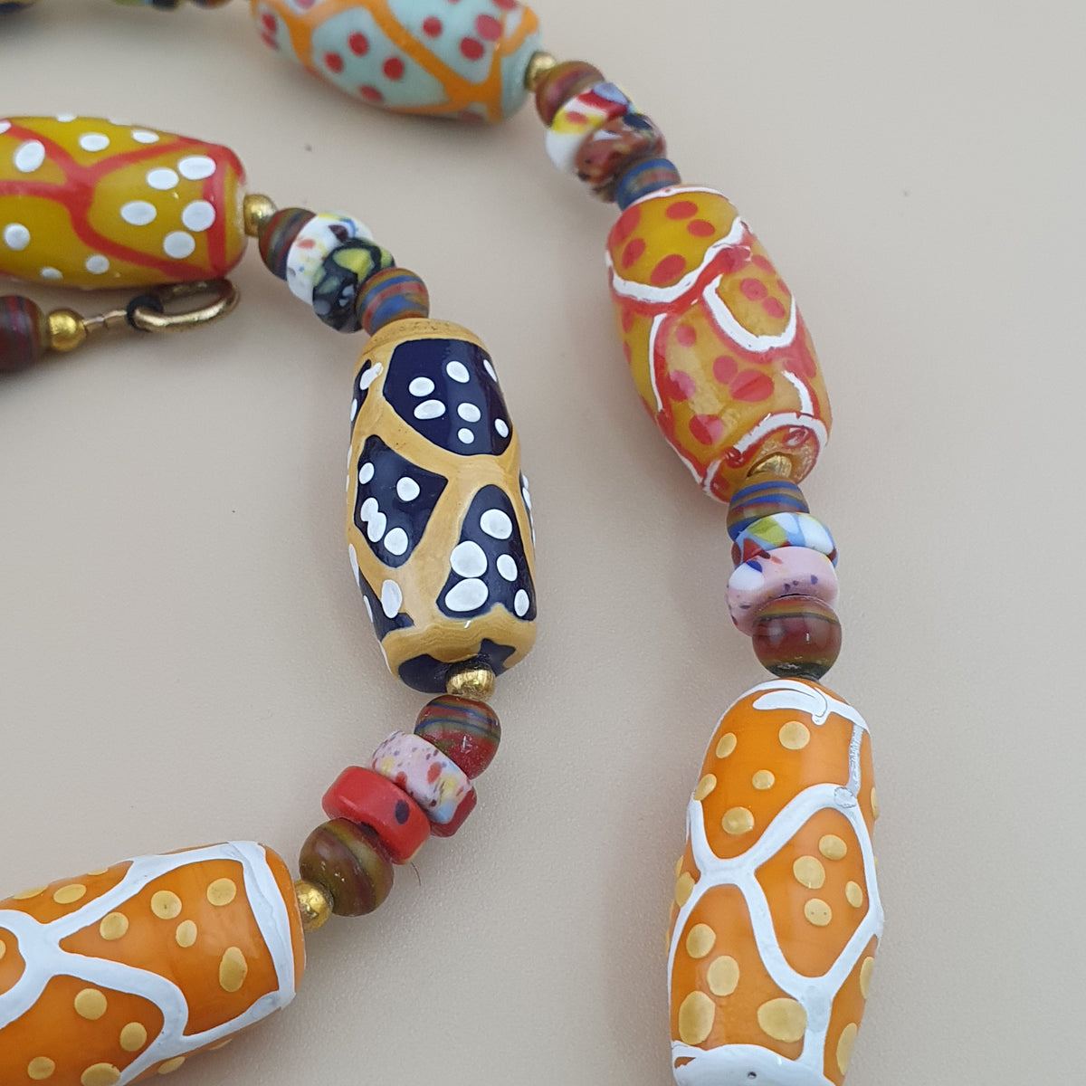 Antique Venetian Style MultiColor Fancy Handmade Glass Beads Necklace