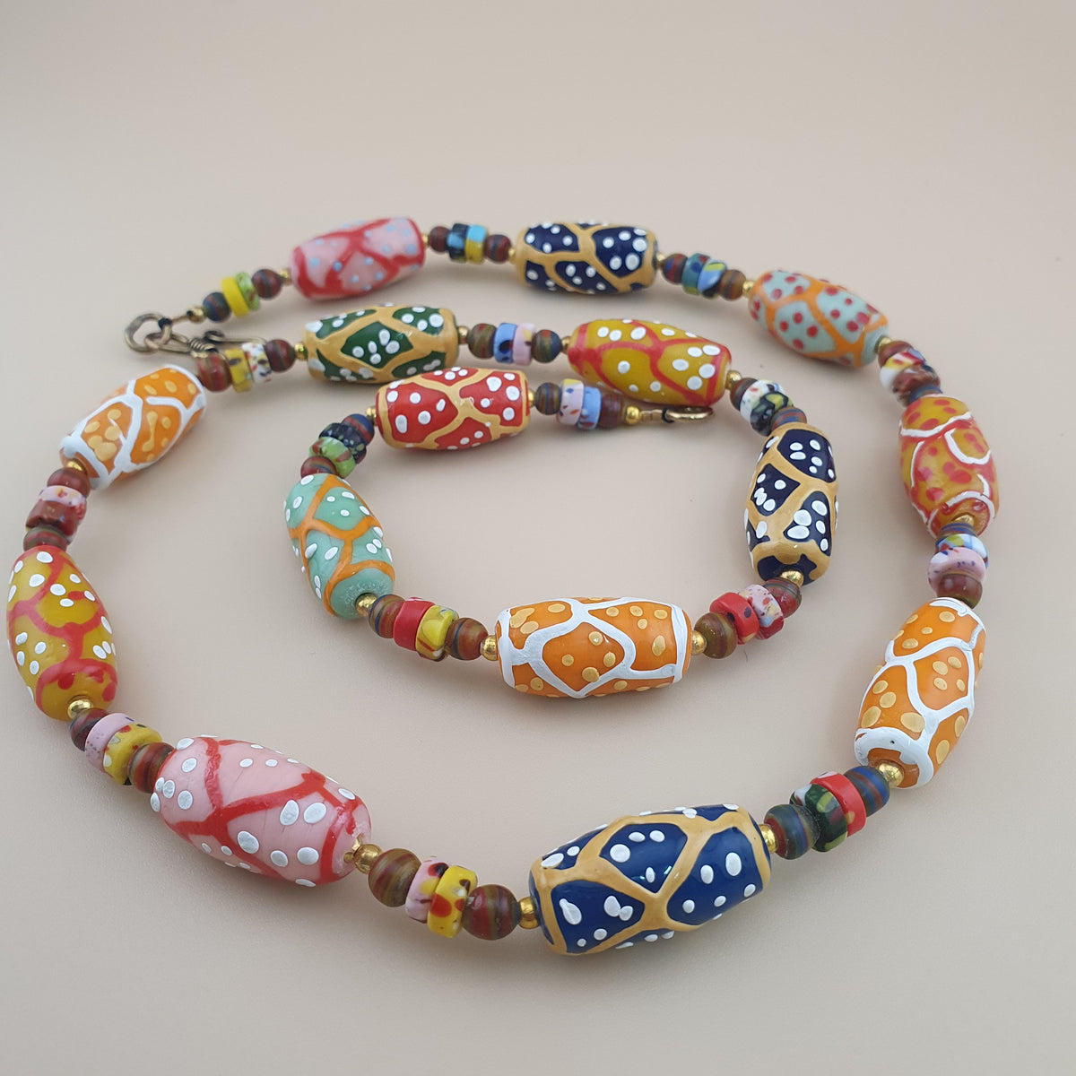 Antique Venetian Style MultiColor Fancy Handmade Glass Beads Necklace