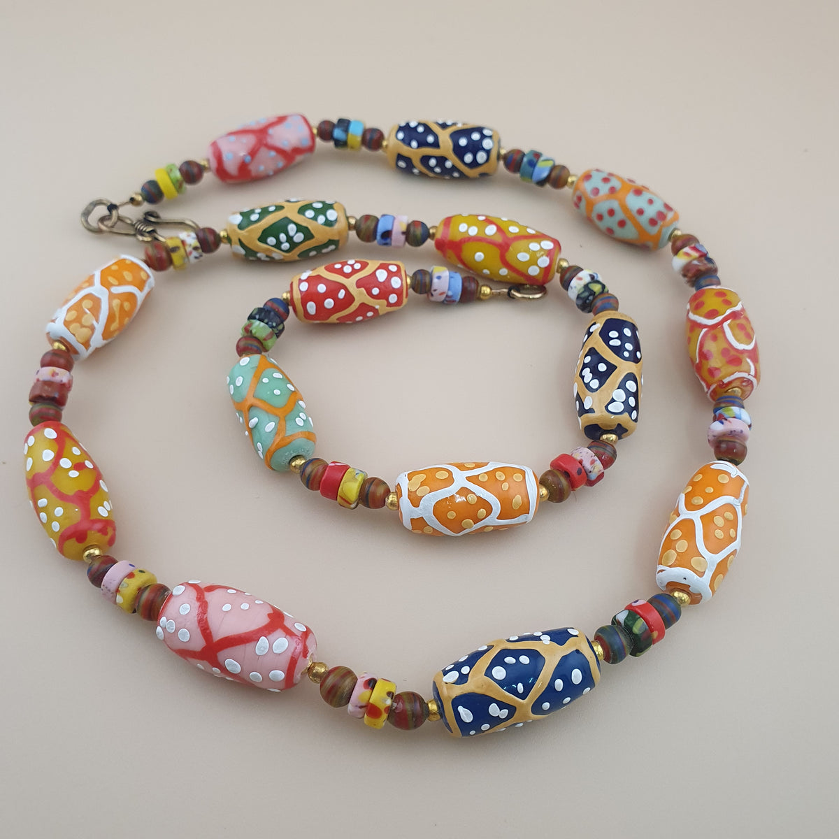 Antique Venetian Style MultiColor Fancy Handmade Glass Beads Necklace
