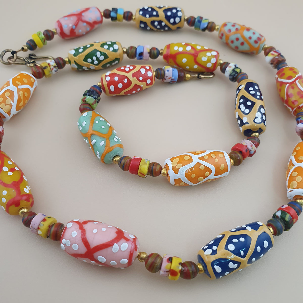 Antique Venetian Style MultiColor Fancy Handmade Glass Beads Necklace