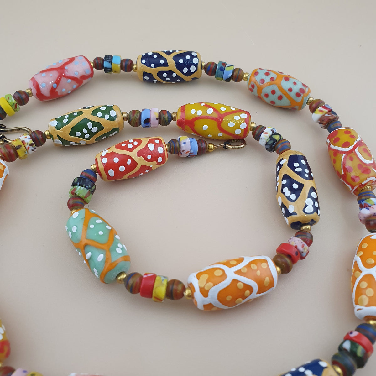 Antique Venetian Style MultiColor Fancy Handmade Glass Beads Necklace
