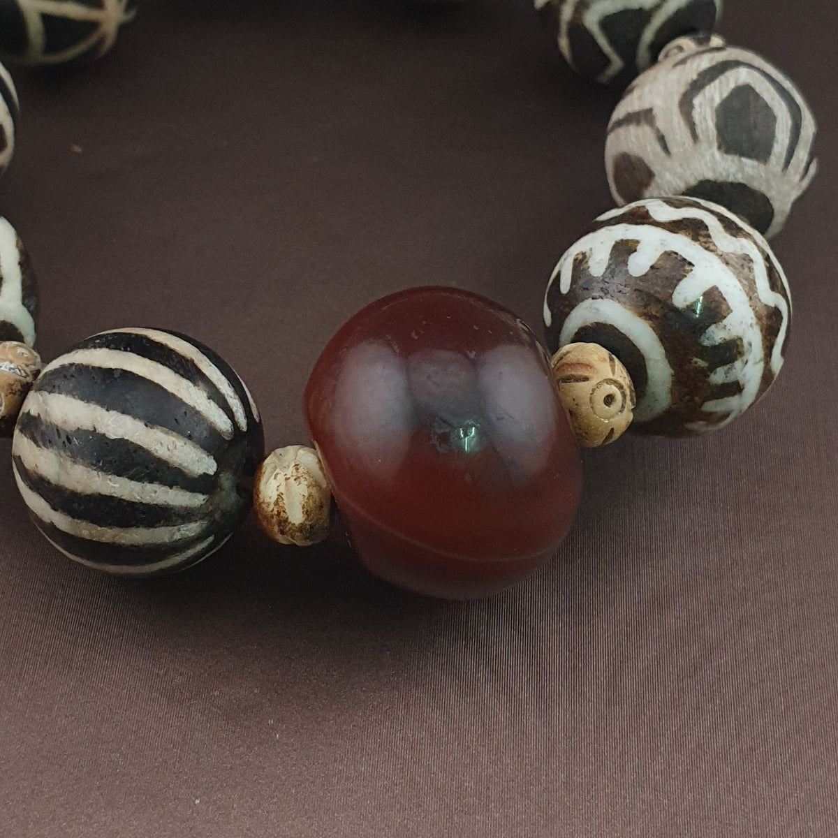 Ancient Burmese Pumtek Pyu & Bone with Agate Beads Bracelet
