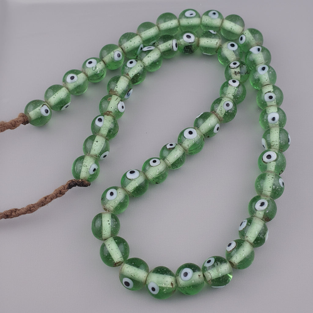 Antique Middle Eastern Eyes Glass Beads Necklace Strands