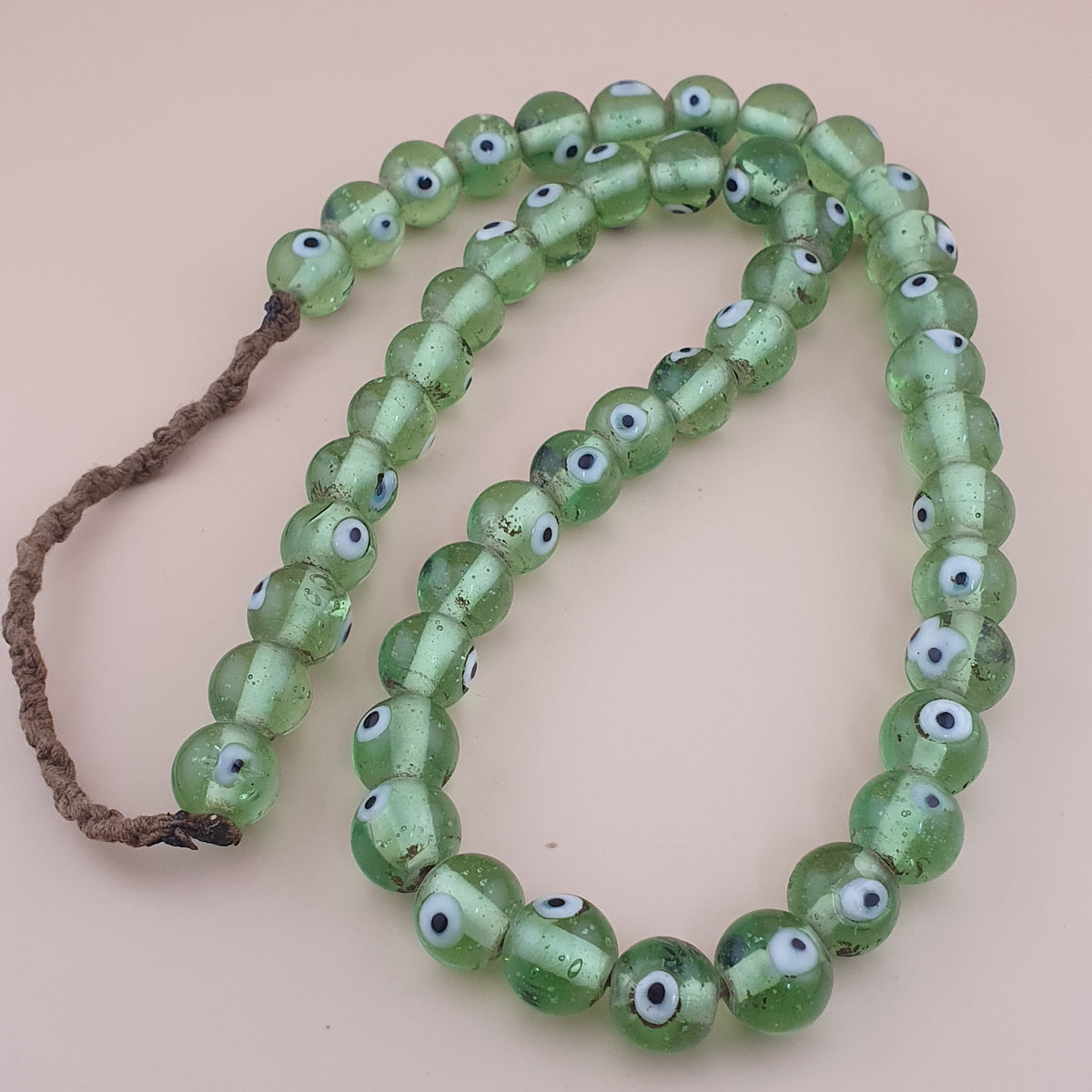Antique Middle Eastern Eyes Glass Beads Necklace Strands