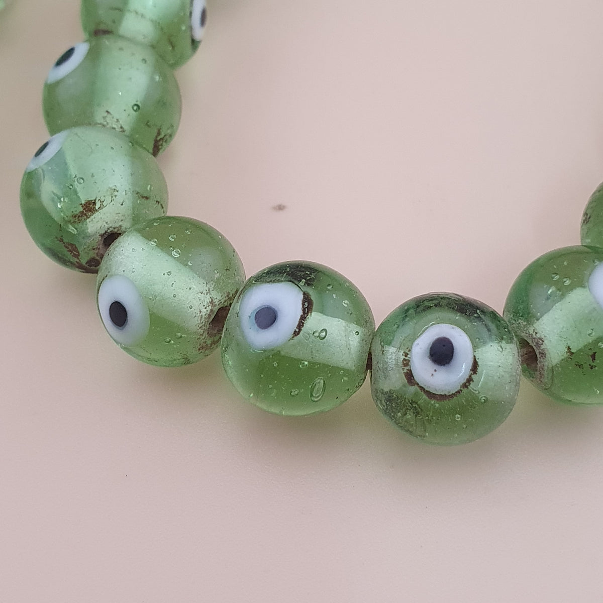 Antique Middle Eastern Eyes Glass Beads Necklace Strands
