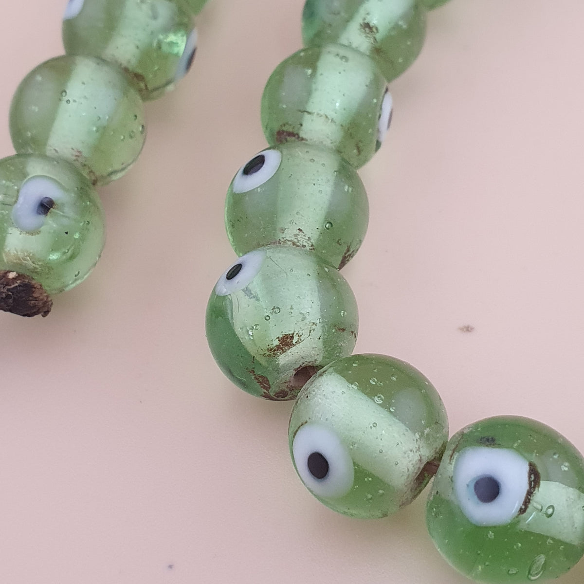 Antique Middle Eastern Eyes Glass Beads Necklace Strands
