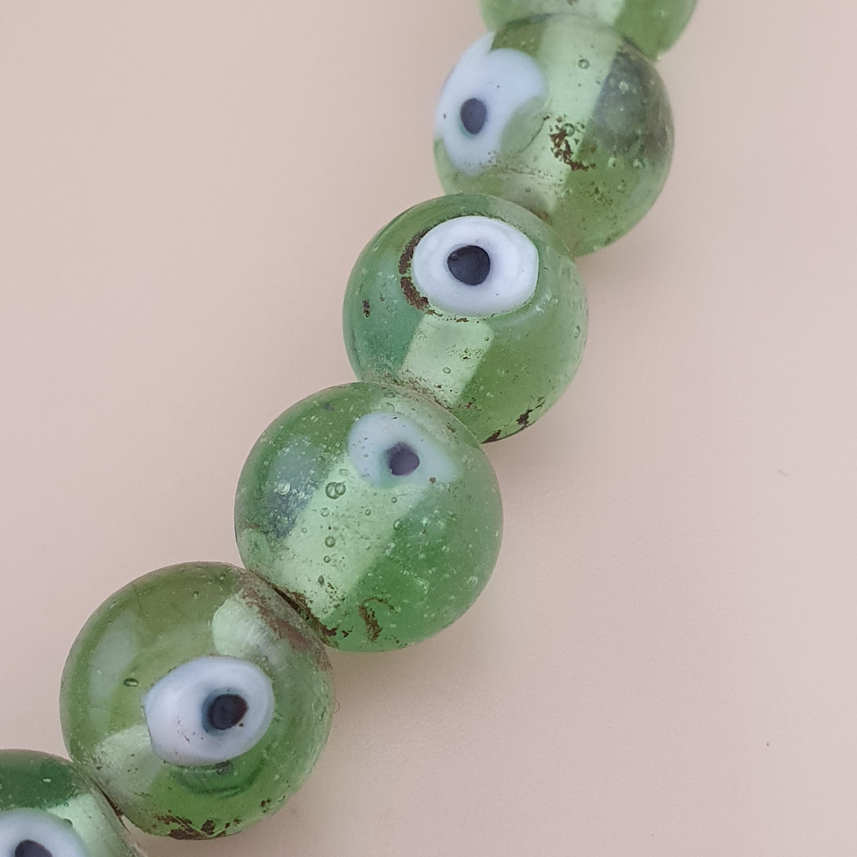 Antique Middle Eastern Eyes Glass Beads Necklace Strands
