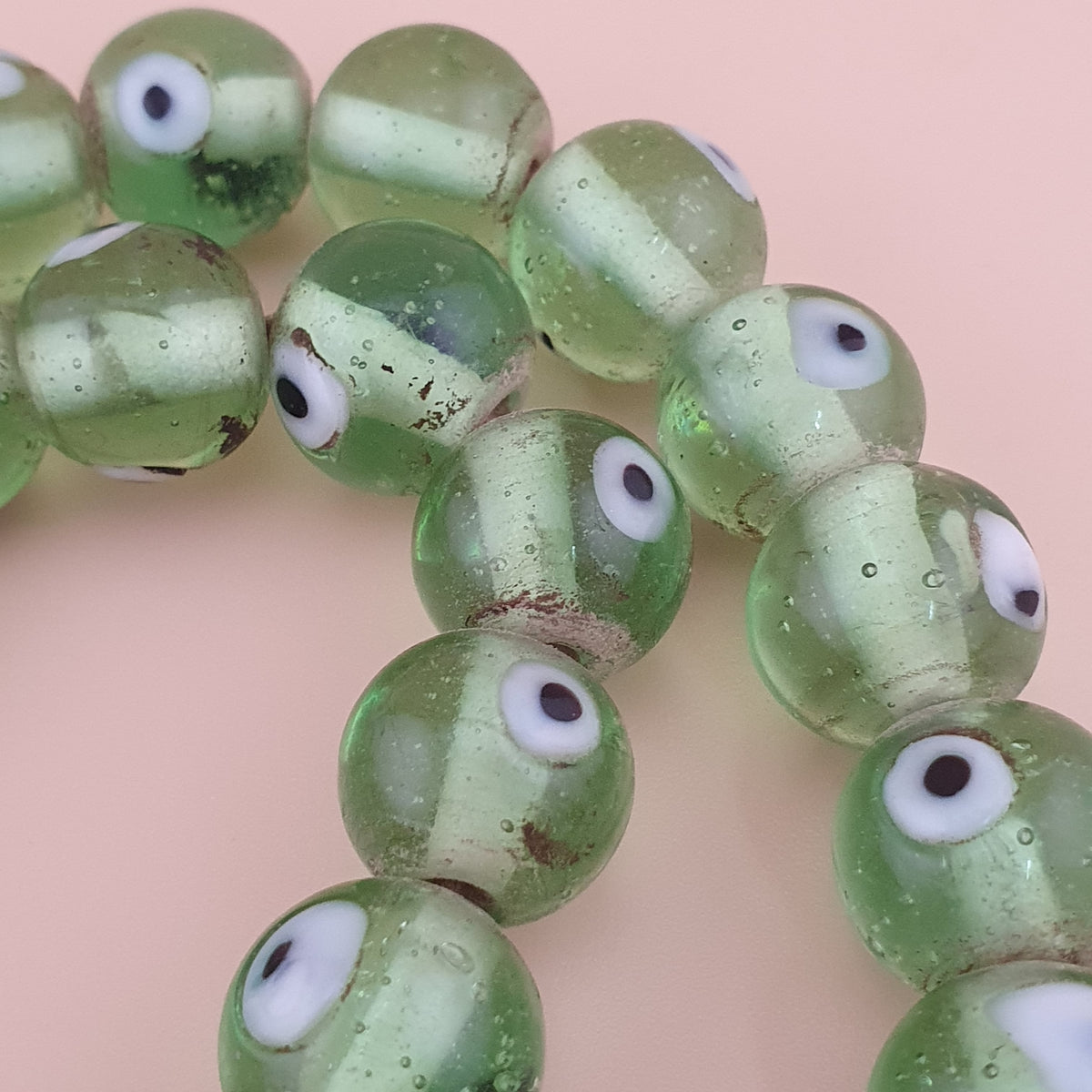Antique Middle Eastern Eyes Glass Beads Necklace Strands