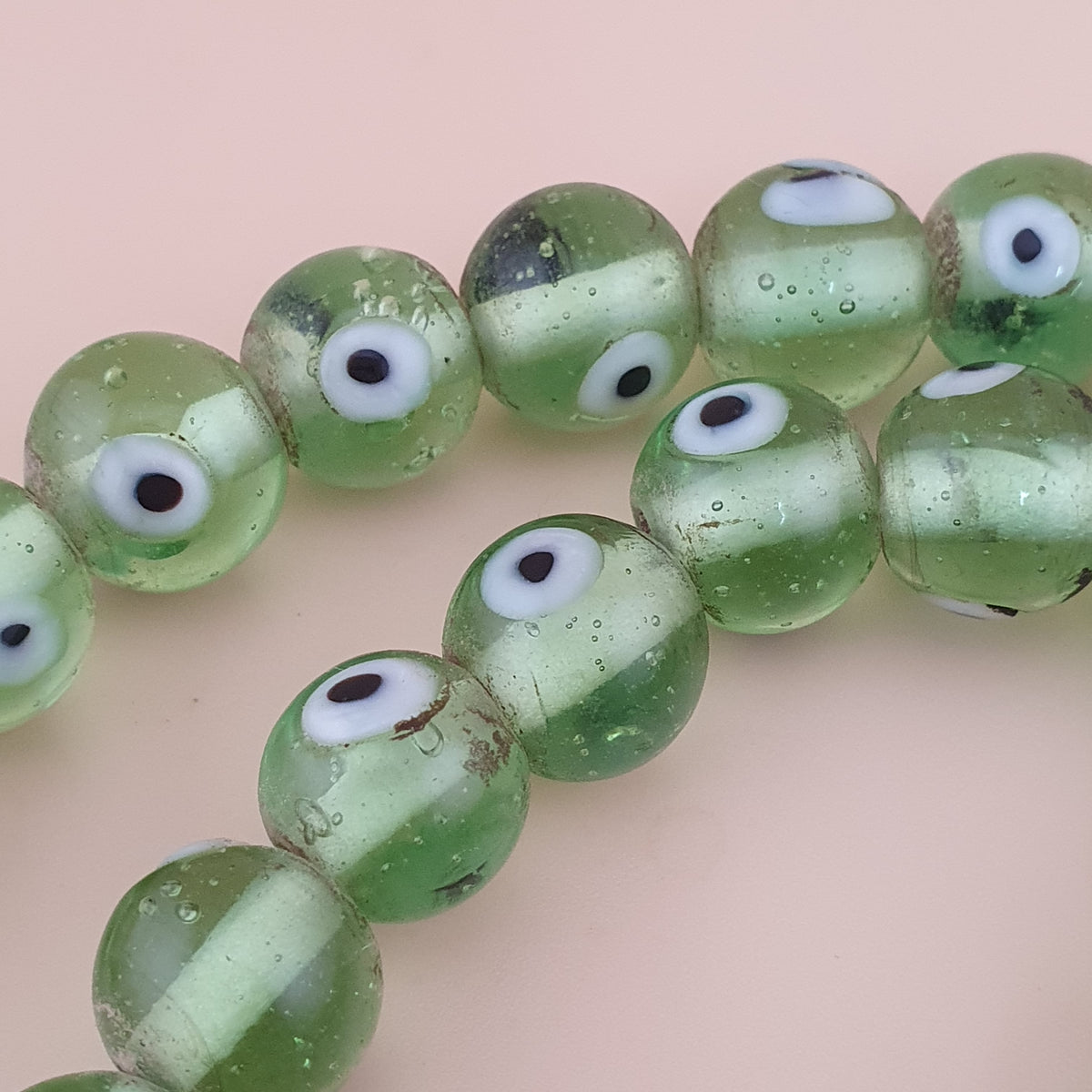Antique Middle Eastern Eyes Glass Beads Necklace Strands
