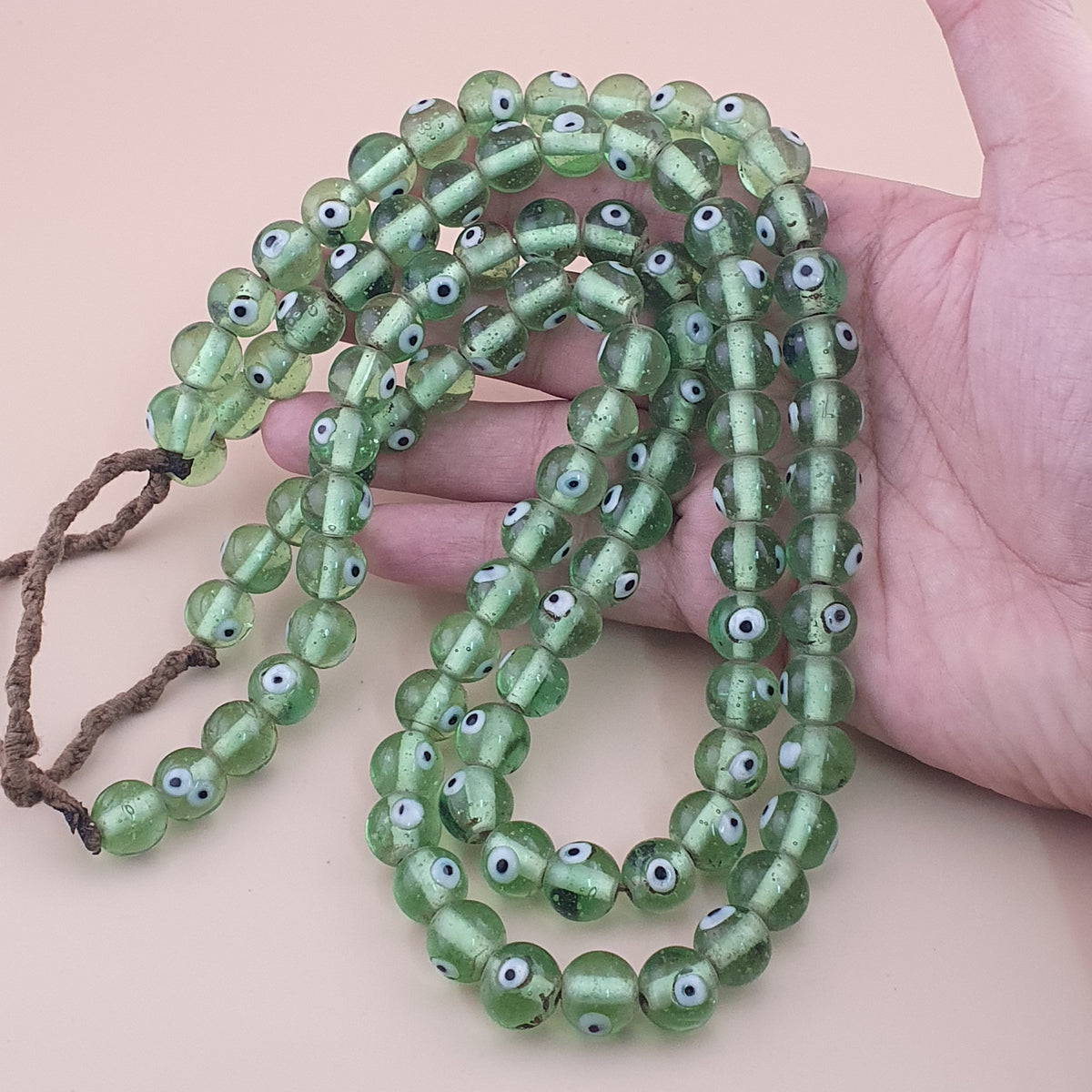 Antique Middle Eastern Eyes Glass Beads Necklace Strands