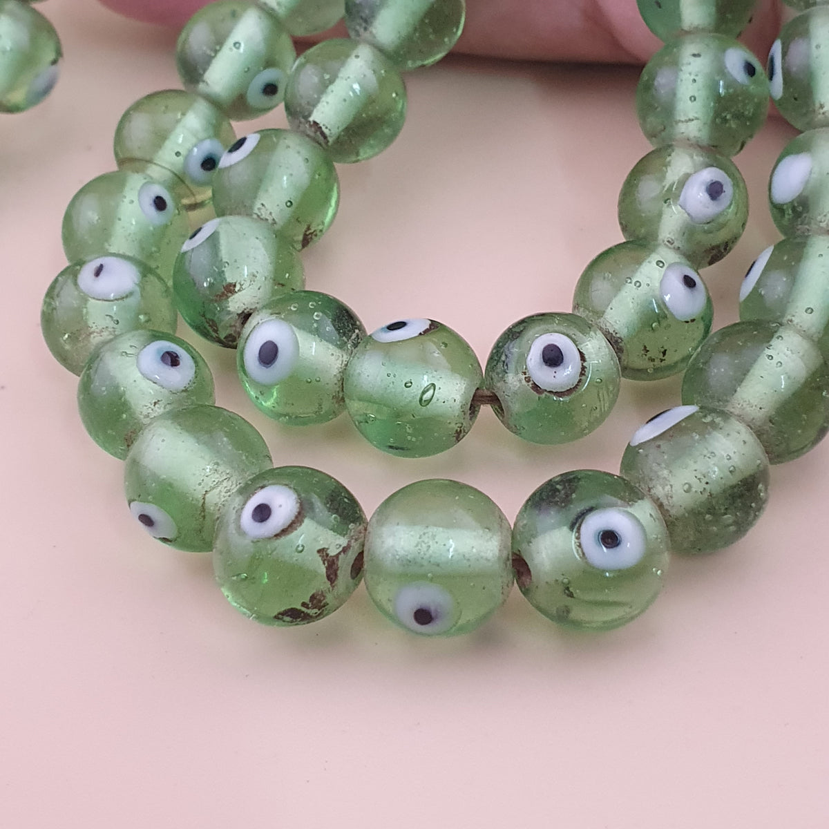Antique Middle Eastern Eyes Glass Beads Necklace Strands
