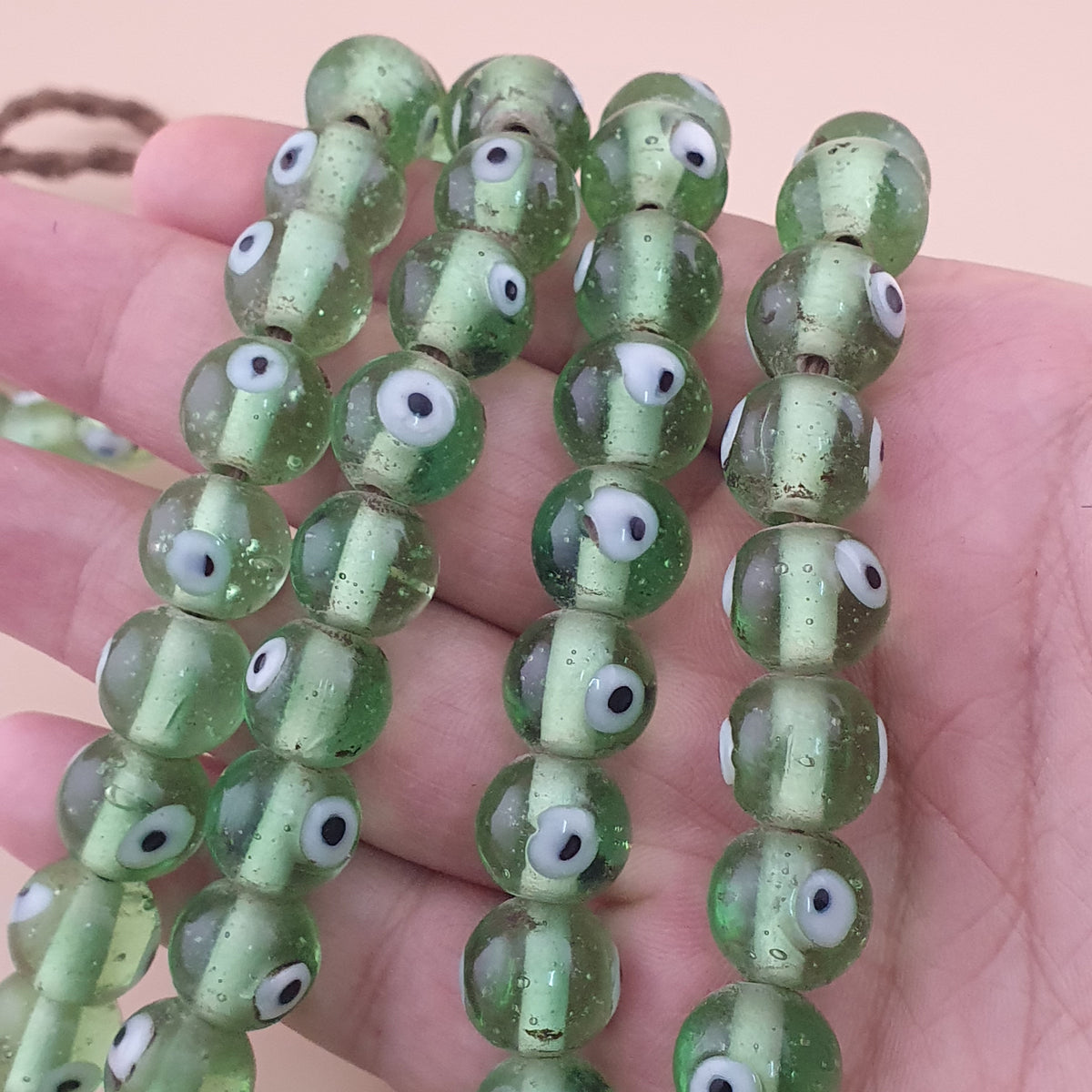 Antique Middle Eastern Eyes Glass Beads Necklace Strands