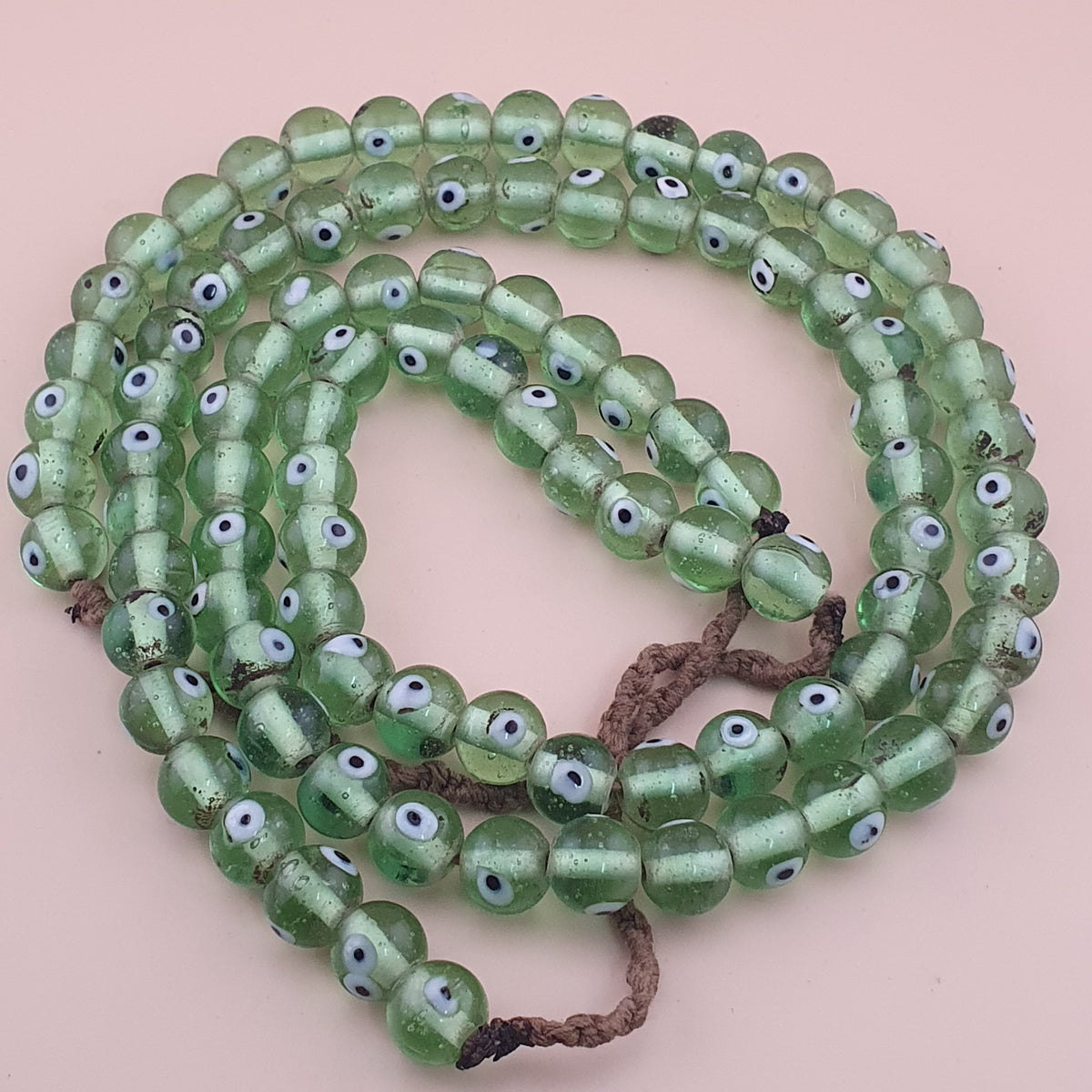 Antique Middle Eastern Eyes Glass Beads Necklace Strands