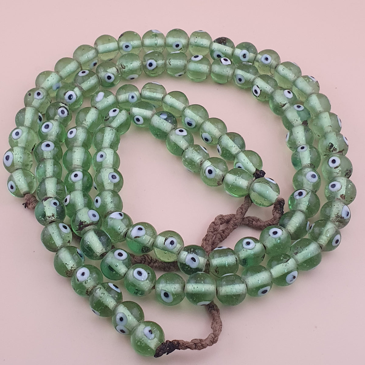 Antique Middle Eastern Eyes Glass Beads Necklace Strands