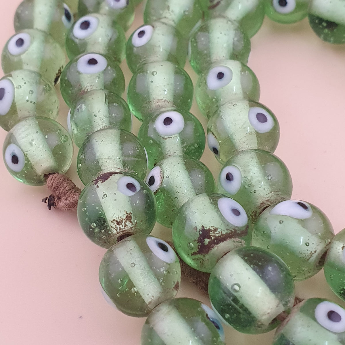 Antique Middle Eastern Eyes Glass Beads Necklace Strands