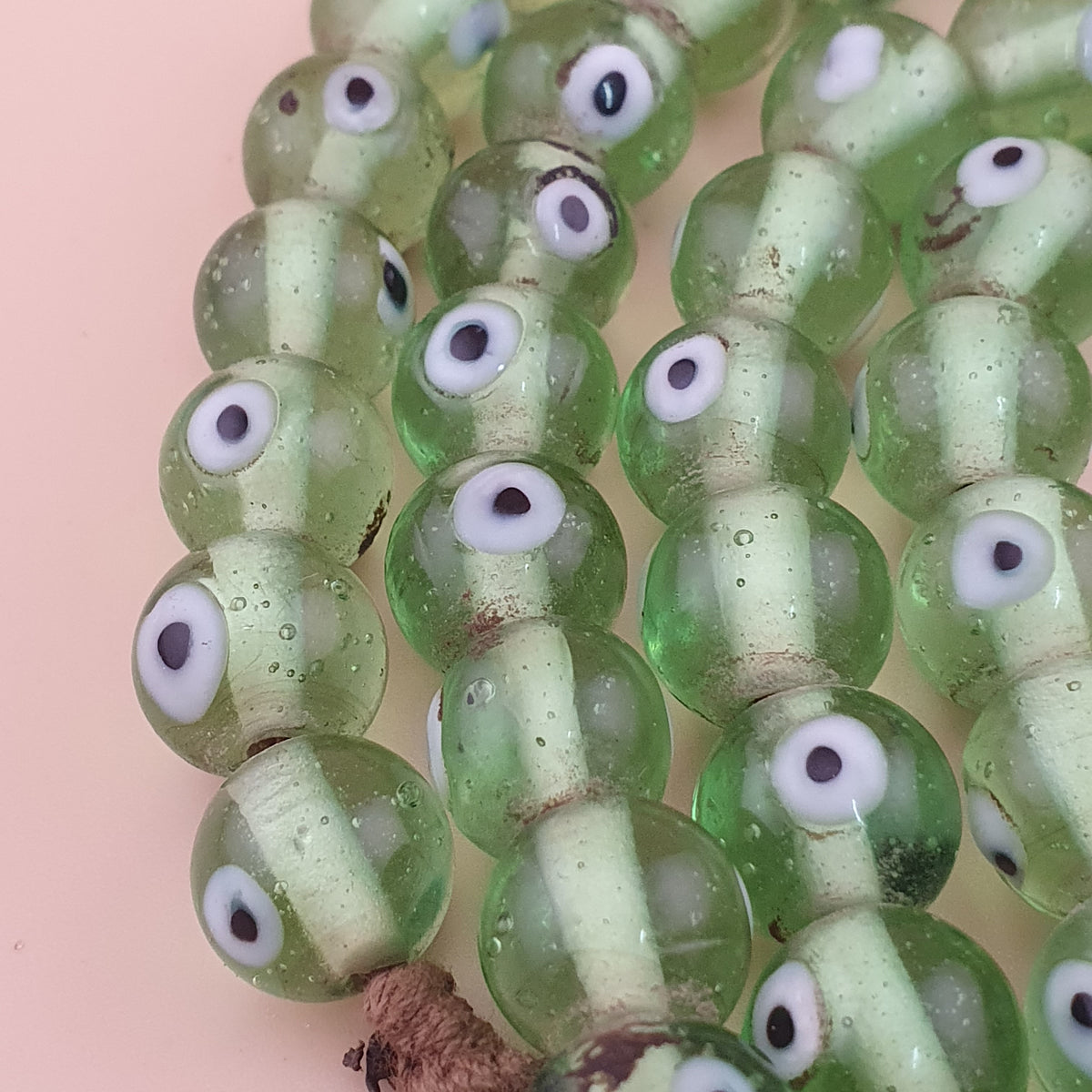 Antique Middle Eastern Eyes Glass Beads Necklace Strands