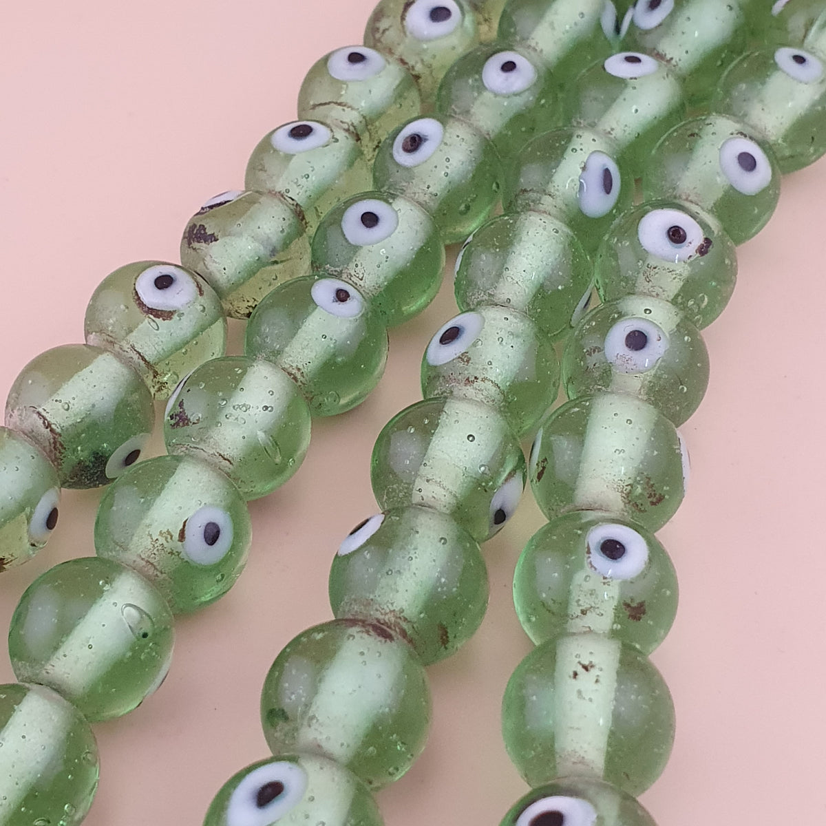Antique Middle Eastern Eyes Glass Beads Necklace Strands