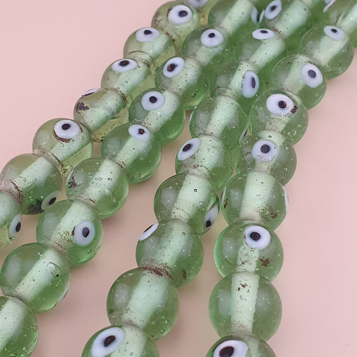 Antique Middle Eastern Eyes Glass Beads Necklace Strands