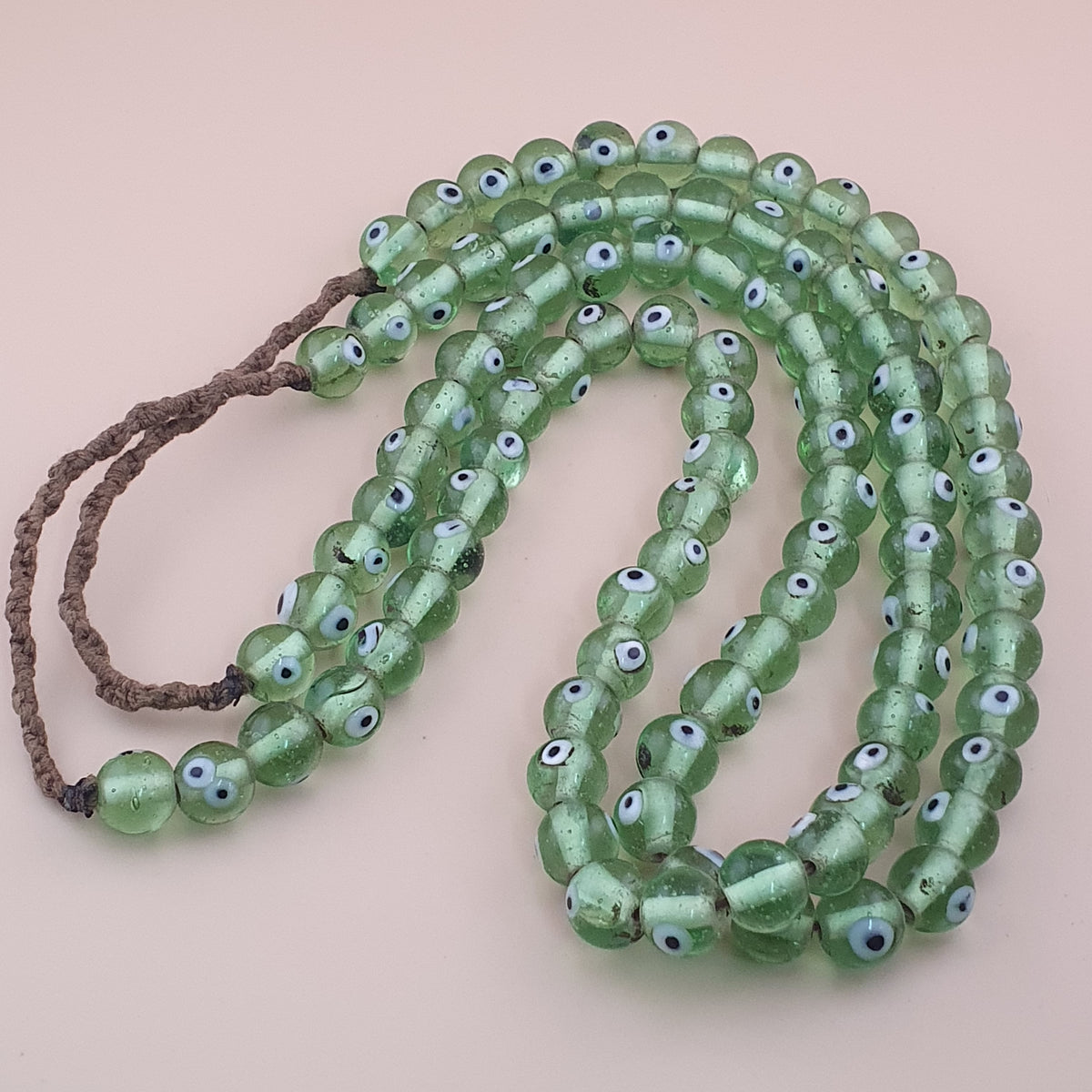 Antique Middle Eastern Eyes Glass Beads Necklace Strands